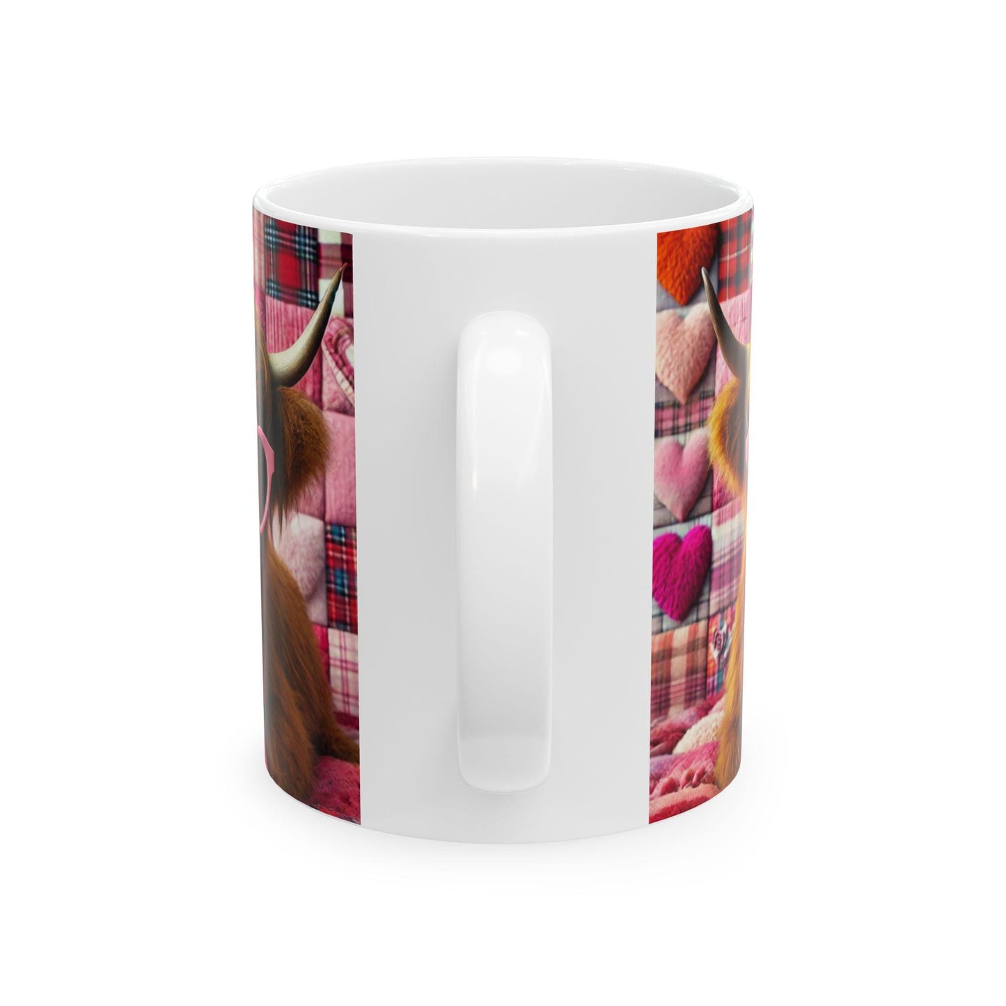 Cow Mug, Ceramic Coffee Cup, Pink and White Cow Gift Mug, Farmhouse Kitchen Decor, Animal Lover Gift, Unique Cow Print Mug, Funny Cow Coffee