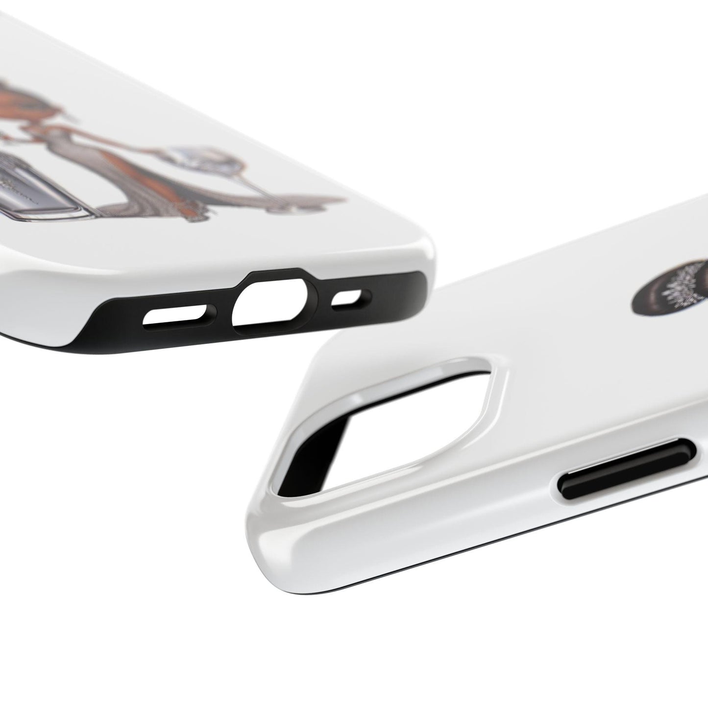 Formalwear Female Phone Case, Tough Phone Cases for Women, Stylish Phone Protector, Elegant Lady Phone Cover, Fashionable White Phone Case