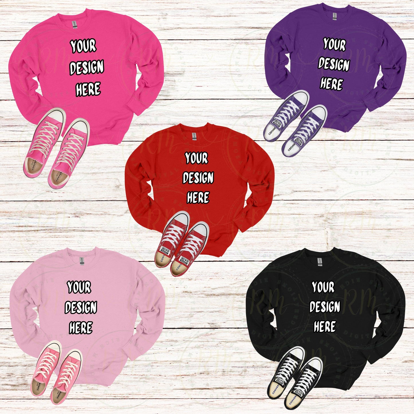 Gildan 18000 Sweatshirt Mockup Bundle: Customizable Graphic Designs (Digital Download)