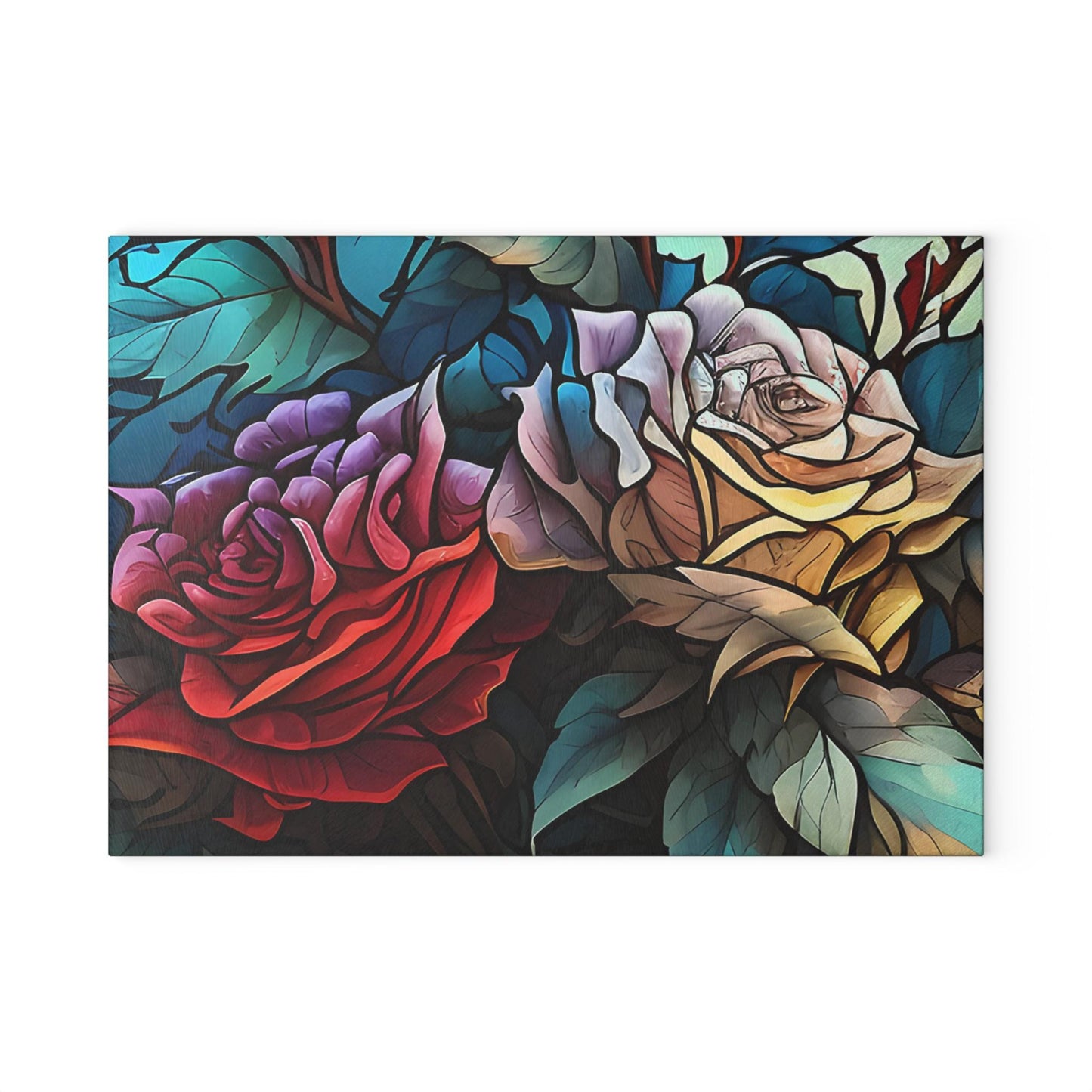 Floral Glass Cutting Board: Artistic Kitchen Decor