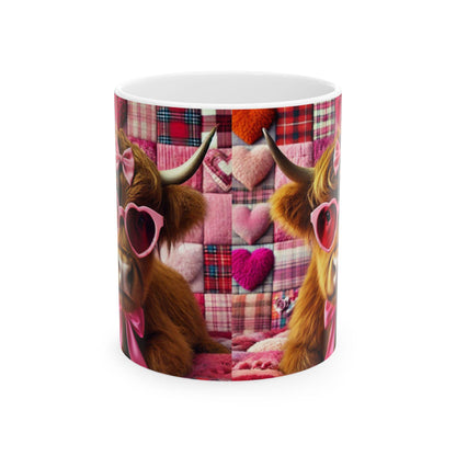 Pink Cow Ceramic Coffee Mug: Farmhouse Kitchen Decor