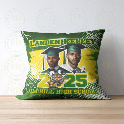 Graduate Pillow, Editable Graduation Pillow Template, Green Custom 2025 Grad Pillow, Canva DIY Grad Gift, Custom Grad Double Sided Pillow