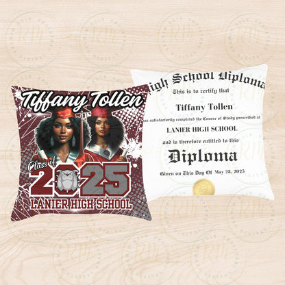 Graduate Pillow, Editable Grad Pillow Template, Maroon Custom 2025 Grad Pillow, Canva DIY Grad Gift, Custom Grad Double Sided Pillow