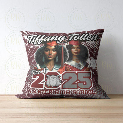 Graduate Pillow, Editable Grad Pillow Template, Maroon Custom 2025 Grad Pillow, Canva DIY Grad Gift, Custom Grad Double Sided Pillow