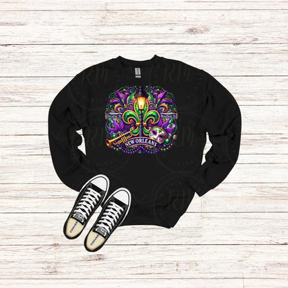 Mardi Gras Bourbon Street Clipart: New Orleans Image (Digital Download)