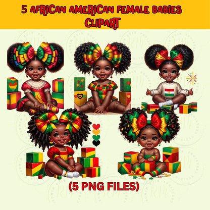 Black History Month Clipart: African American Babies (Digital Download)