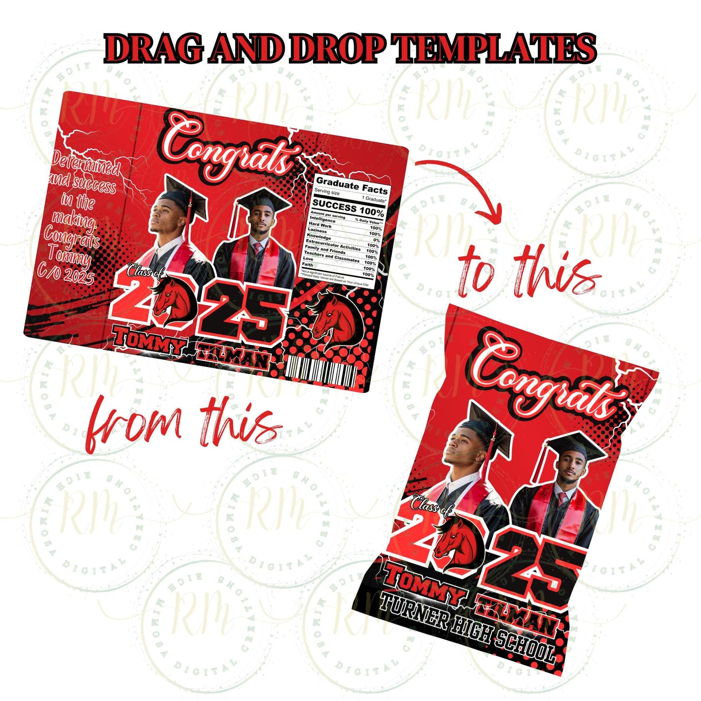 Graduation Party Favors, Grad Party Favor Templates, Red 2025 Editable Graduation Party Favors, Gift for Grad, Unique Grad Party Supplies