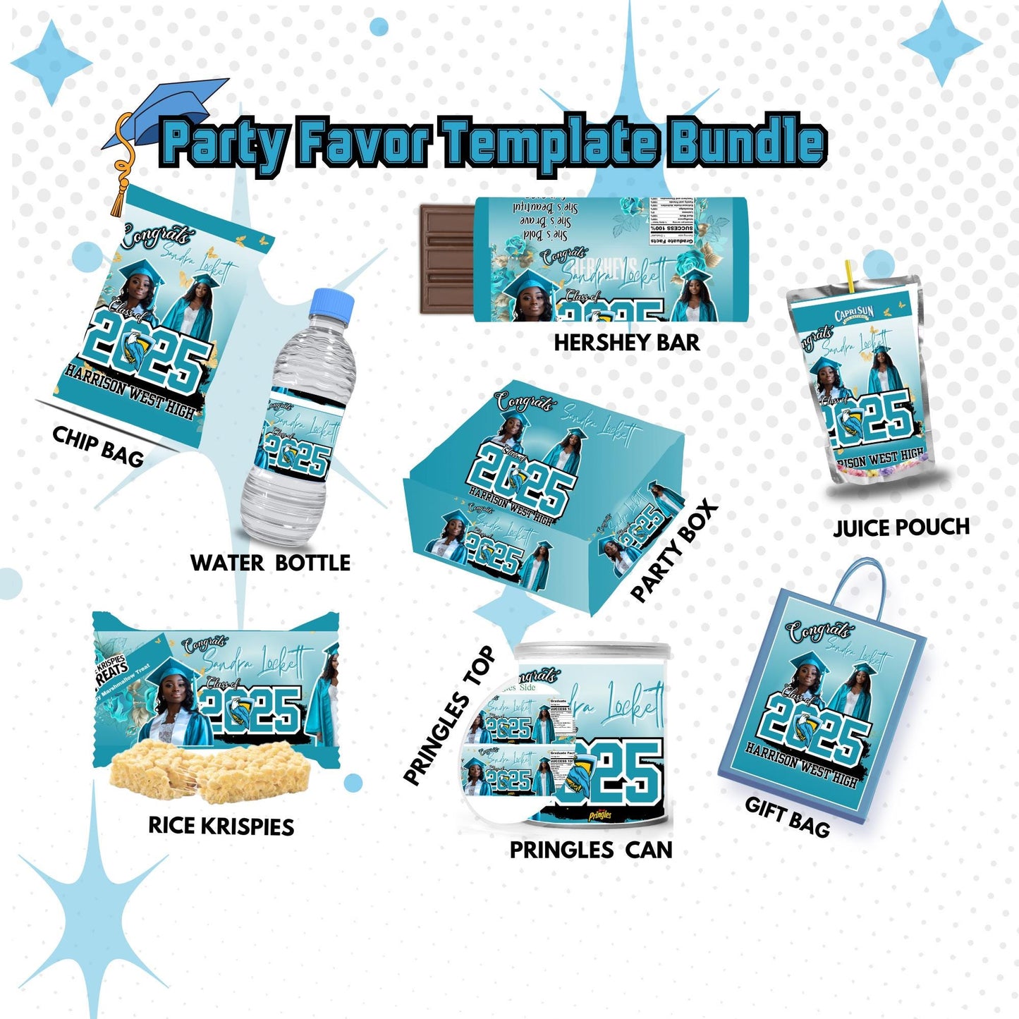 Turquoise Graduation Party Favor Templates: Editable 2025 Grad Gifts (Digital Download)