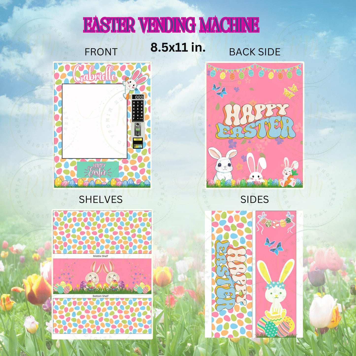 Editable Easter Vending Machine Template: Canva Design (8.5x11 in) (Digital Download)