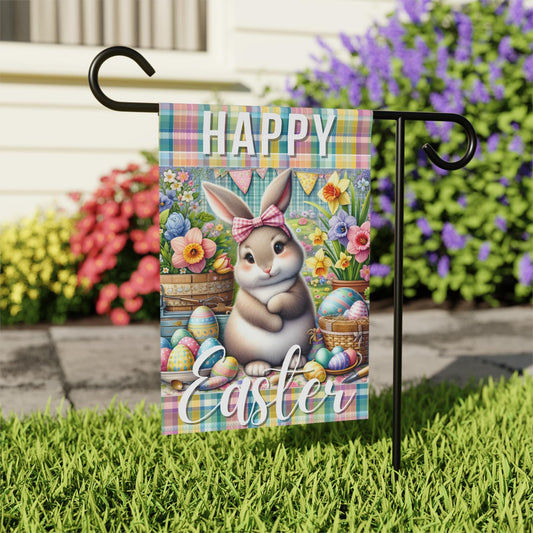 Easter Garden Flag, Happy Easter Banner, Spring Decor, Cute Bunny Flag, Outdoor Celebrations, Seasonal Yard Decoration