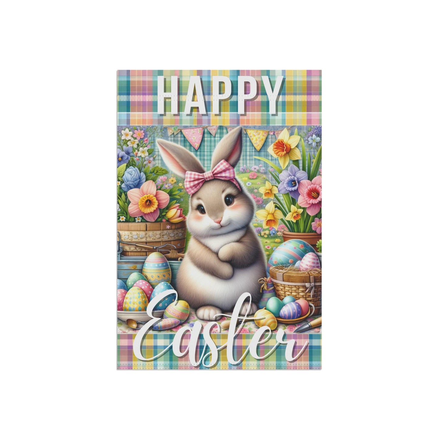Easter Garden Flag, Happy Easter Banner, Spring Decor, Cute Bunny Flag, Outdoor Celebrations, Seasonal Yard Decoration