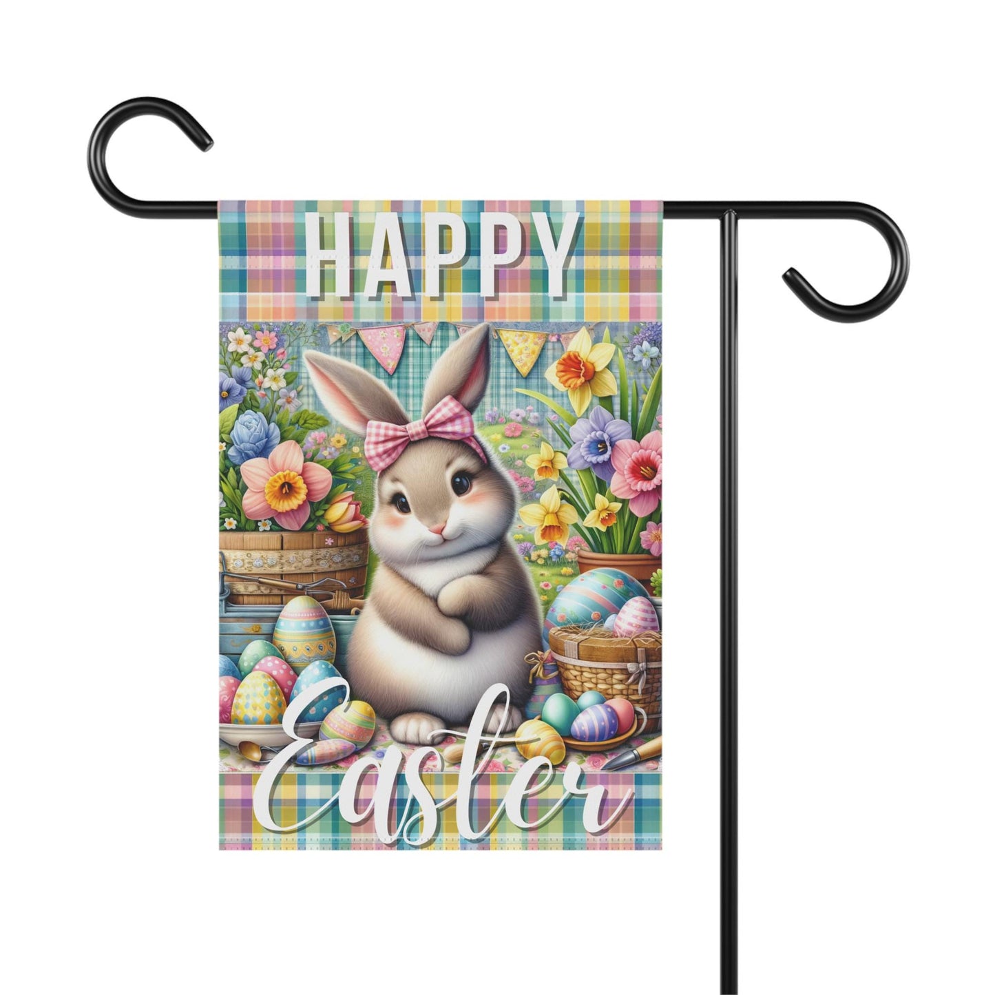 Easter Garden Flag, Happy Easter Banner, Spring Decor, Cute Bunny Flag, Outdoor Celebrations, Seasonal Yard Decoration