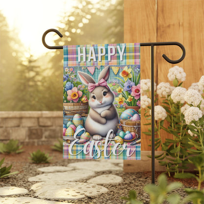 Easter Garden Flag, Happy Easter Banner, Spring Decor, Cute Bunny Flag, Outdoor Celebrations, Seasonal Yard Decoration
