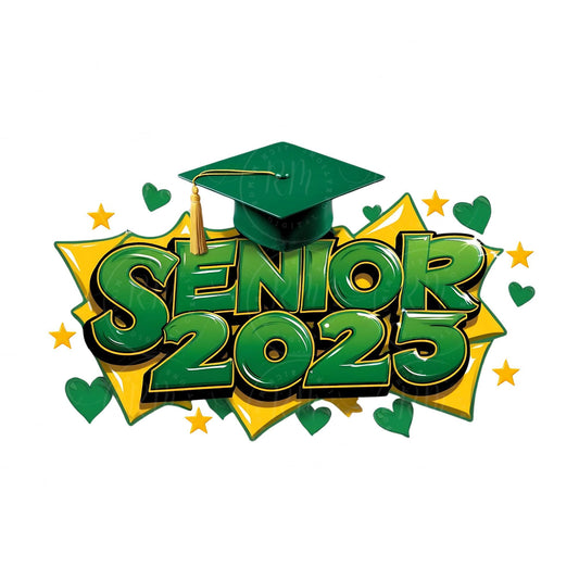 2025 Grad Clipart - Green & Yellow Graduation Graphics, Senior 2025, Perfect Grad Gift for Him/Her, DIY Scrapbooking and Invitations