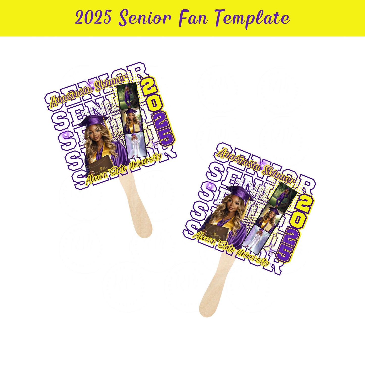 2025 Senior Fan Template | Custom Grad Paddle Fan Design, Alcorn State Editable Fan, Easy Canva Template, Unique Drag and Drop Design, ASU