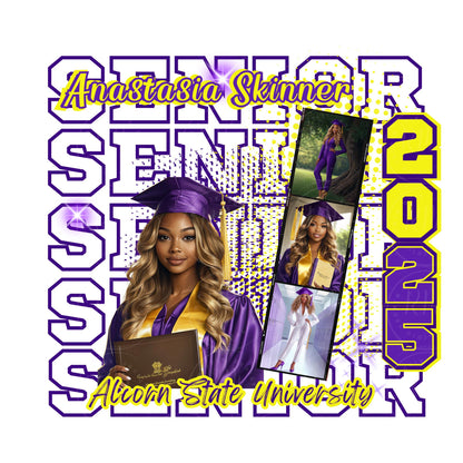 2025 Senior Fan Template | Custom Grad Paddle Fan Design, Alcorn State Editable Fan, Easy Canva Template, Unique Drag and Drop Design, ASU