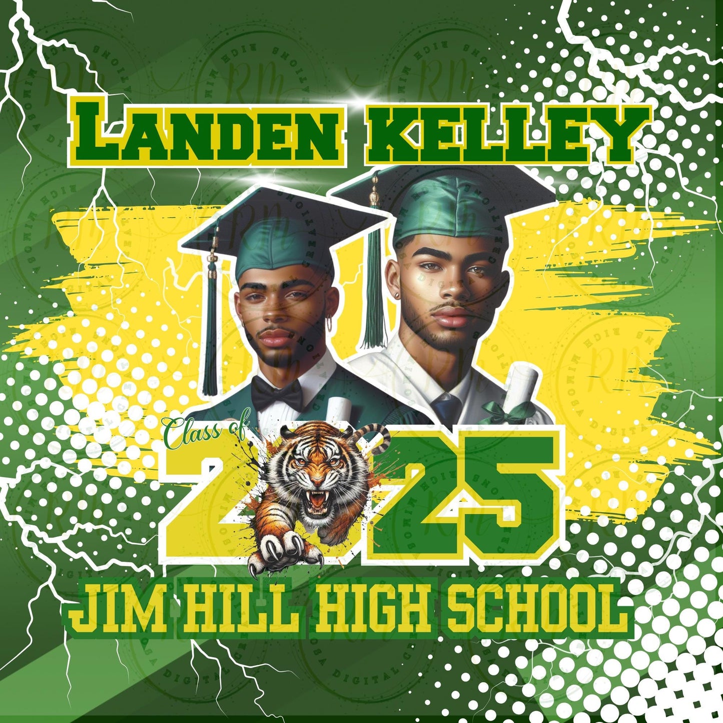 Graduate Pillow, Editable Graduation Pillow Template, Green Custom 2025 Grad Pillow, Canva DIY Grad Gift, Custom Grad Double Sided Pillow