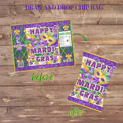 Editable Mardi Gras Party Favor Bundle (Canva Template)