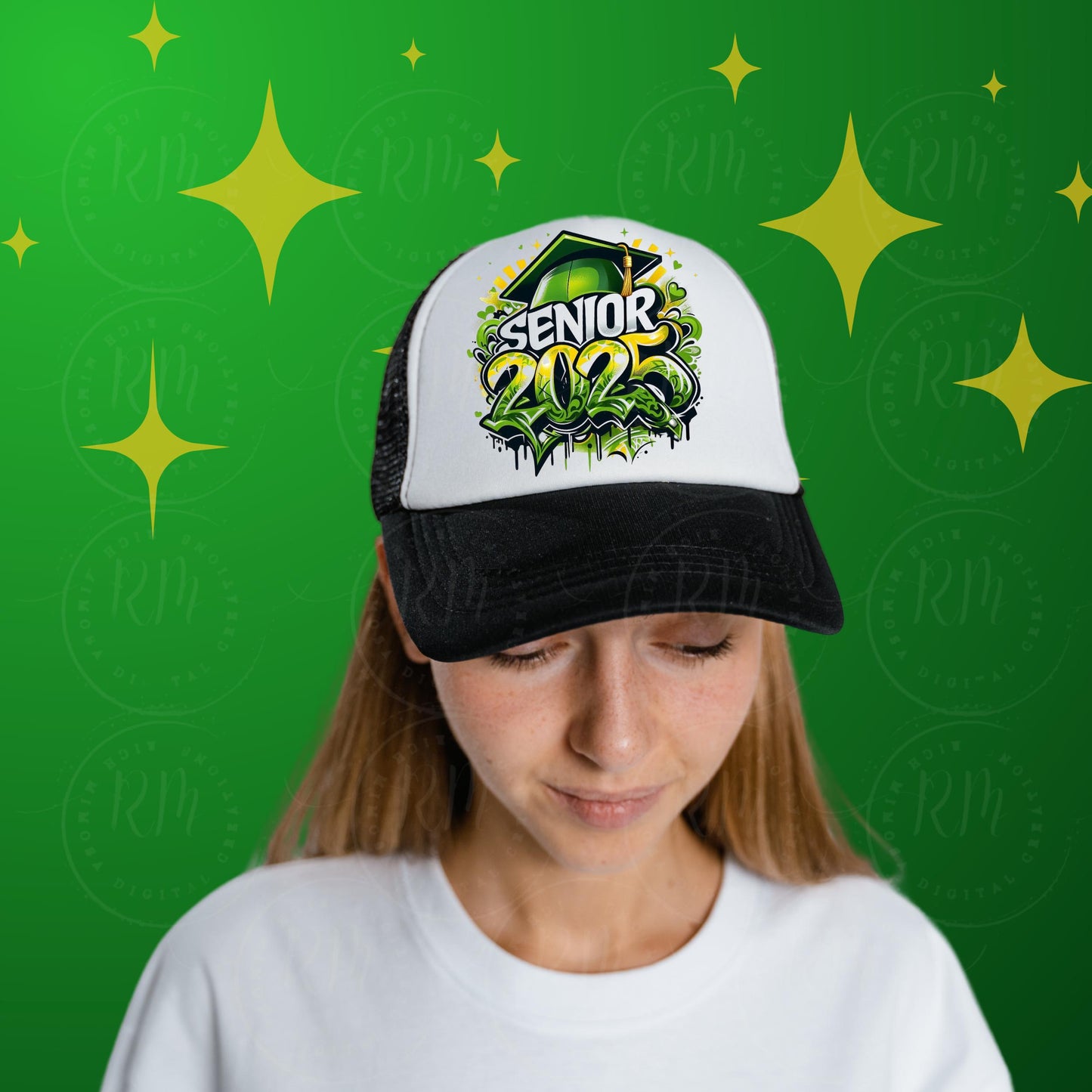 2025 Grad Clipart - Green & Yellow Graphics for Grad Gifts, Senior 2025, DIY Scrapbooking and Invitations, Senior Apparel Design, Grad Gift