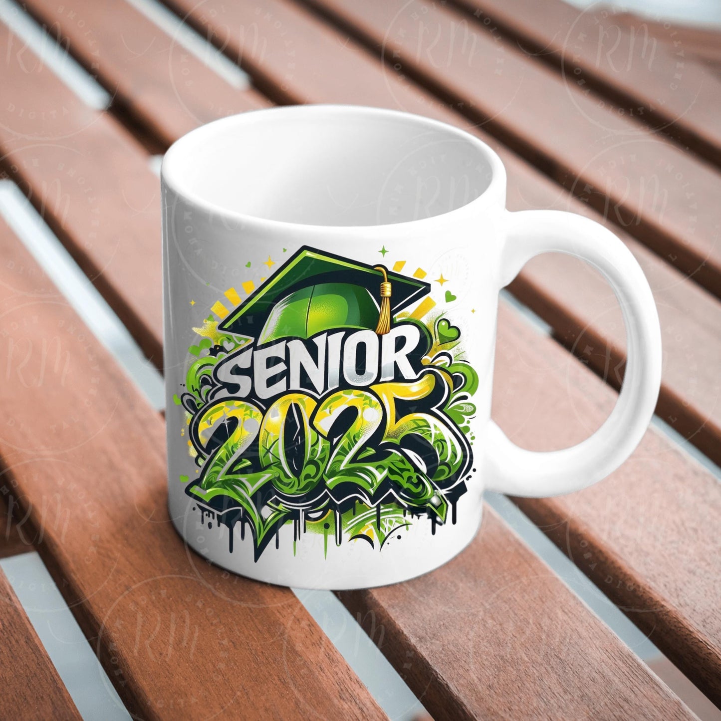 Senior 2025 Clipart: Green & Yellow Grad Graphics (Digital Download)