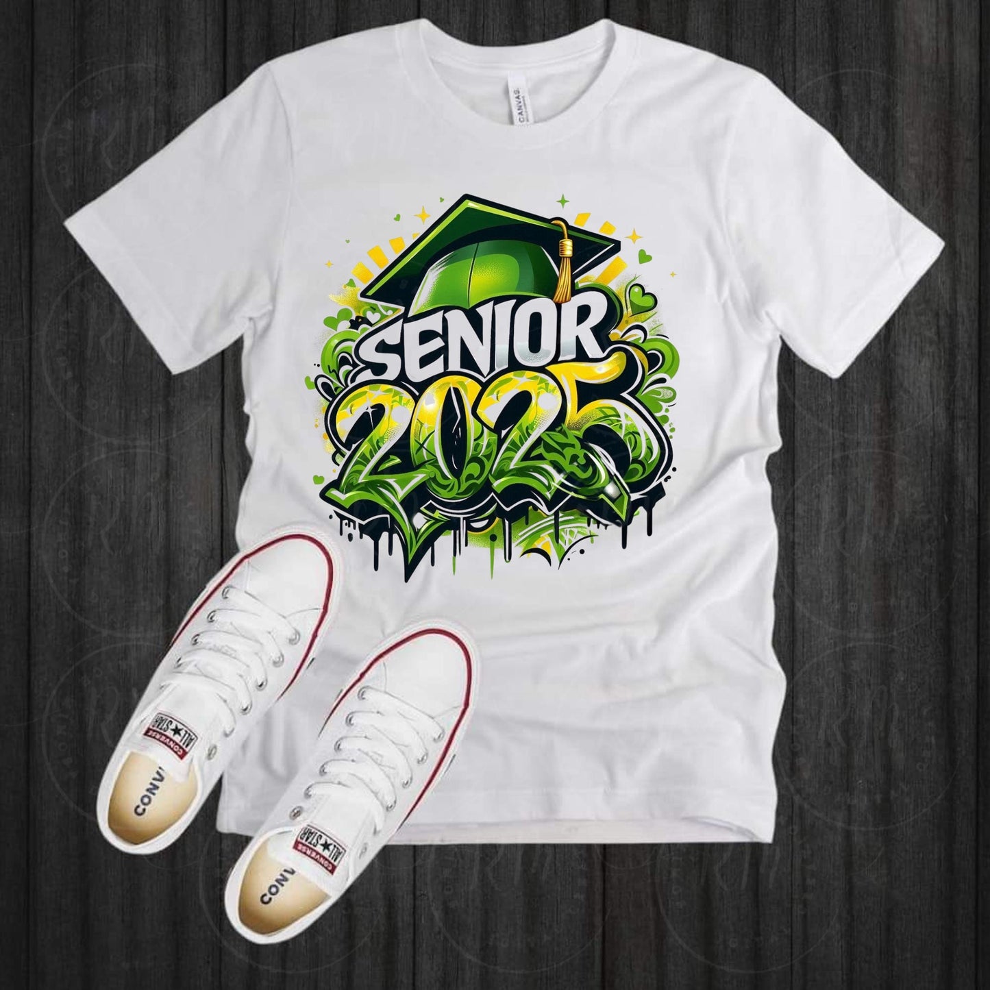 Senior 2025 Clipart: Green & Yellow Grad Graphics (Digital Download)