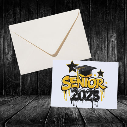 Senior 2025 Clipart: Yellow & Black Graduation Graphics (Digital Download)