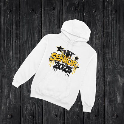 Senior 2025 Clipart: Yellow & Black Graduation Graphics (Digital Download)