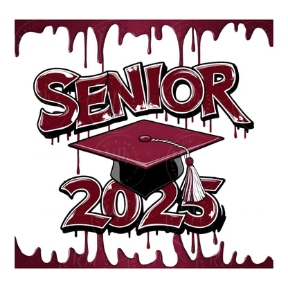 Senior 2025 Clipart: Maroon and White Graduation Graphics (Digital Download)
