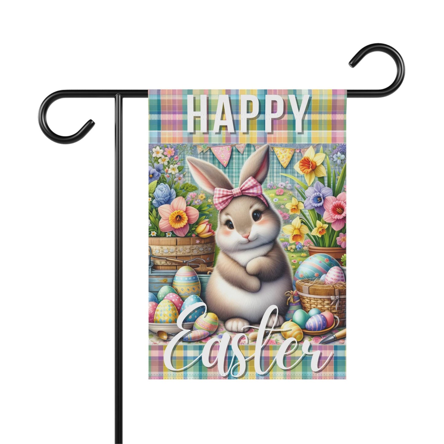 Easter Garden Flag, Happy Easter Banner, Spring Decor, Cute Bunny Flag, Outdoor Celebrations, Seasonal Yard Decoration