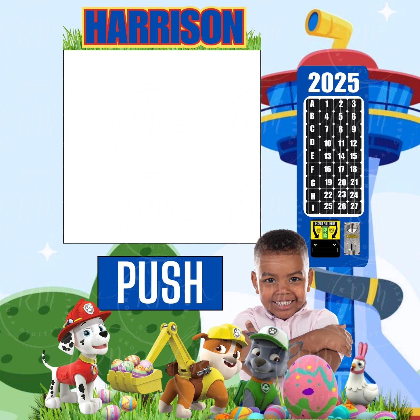 2026 Easter Puppy Vending Machine Template, Editable Fun Design for Easter Celebration, Easter Gift, Unique Easter Gift for her or him, 16x20 in
