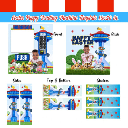 2026 Easter Puppy Vending Machine Template, Editable Fun Design for Easter Celebration, Easter Gift, Unique Easter Gift for her or him, 16x20 in