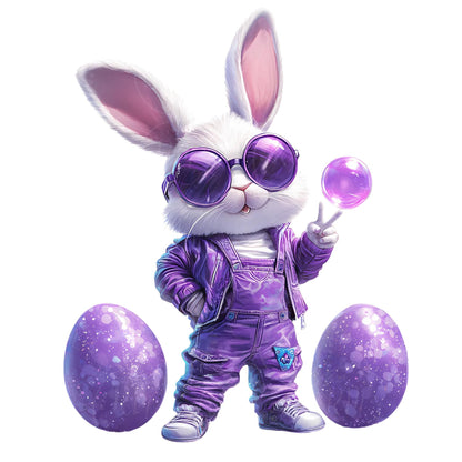 4 Cool Bunny Clipart, Easter Bunny Graphics, Purple Bunnies, Fun Easter Decoration, Gifts for Kids and Adults, Clipart for Easter decor