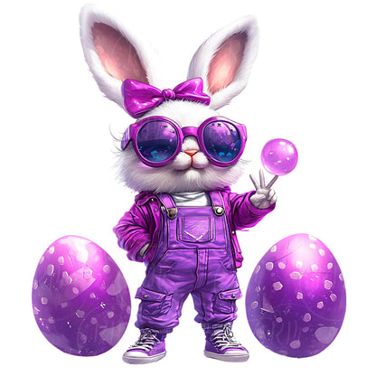 4 Cool Bunny Clipart, Easter Bunny Graphics, Purple Bunnies, Fun Easter Decoration, Gifts for Kids and Adults, Clipart for Easter decor