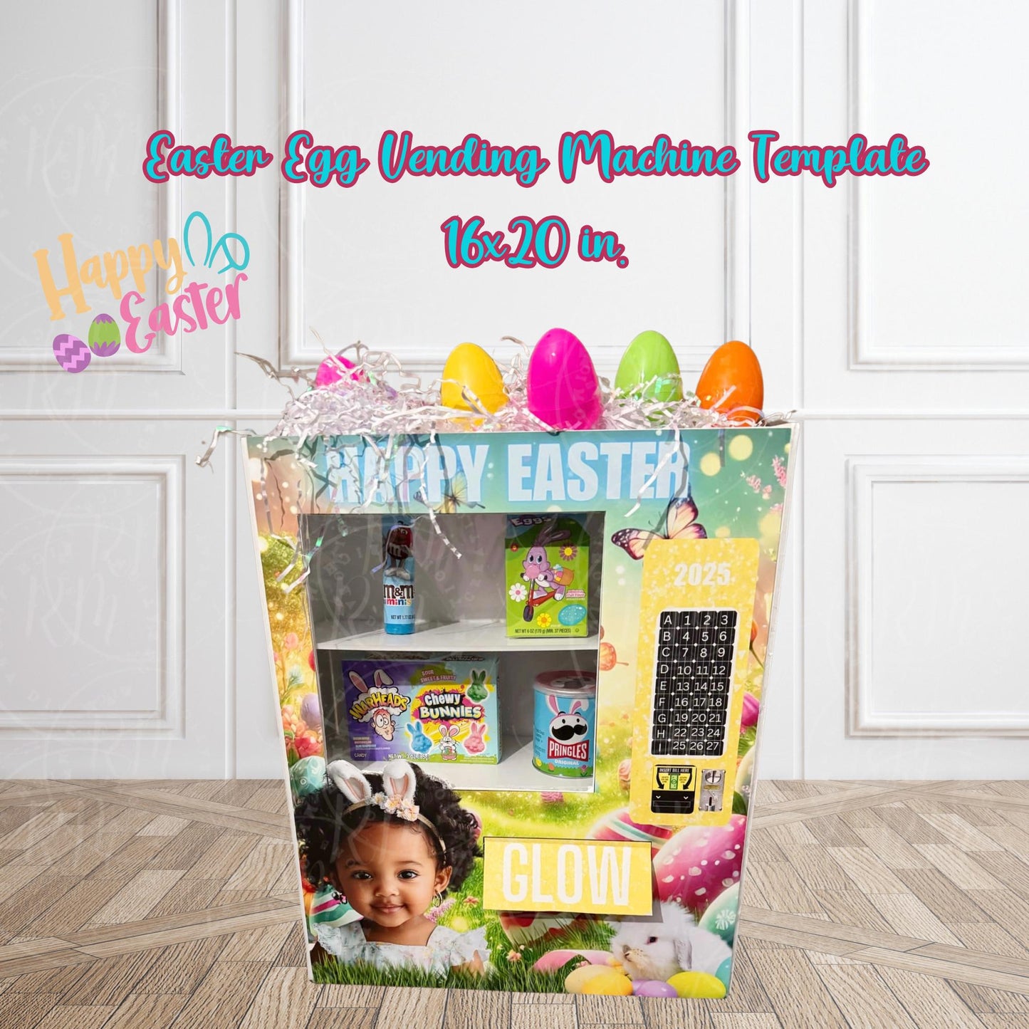 2026 Easter Egg Vending Machine Template, Editable Fun Design for Easter Celebration, Easter Gift, Unique Easter Gift for her or him, 16x20 in