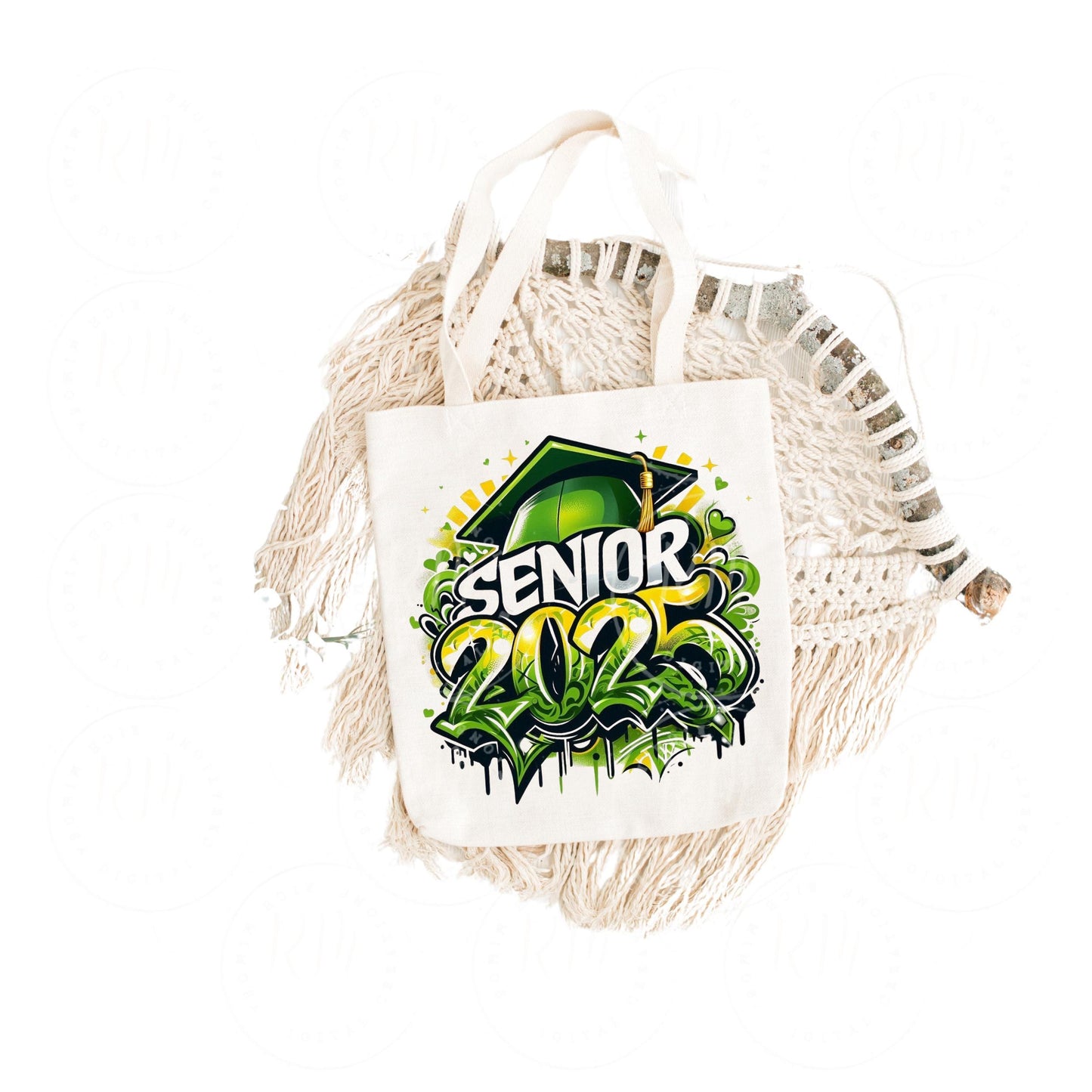 Senior 2025 Clipart: Green & Yellow Grad Graphics (Digital Download)