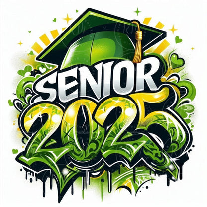 Senior 2025 Clipart: Green & Yellow Grad Graphics (Digital Download)