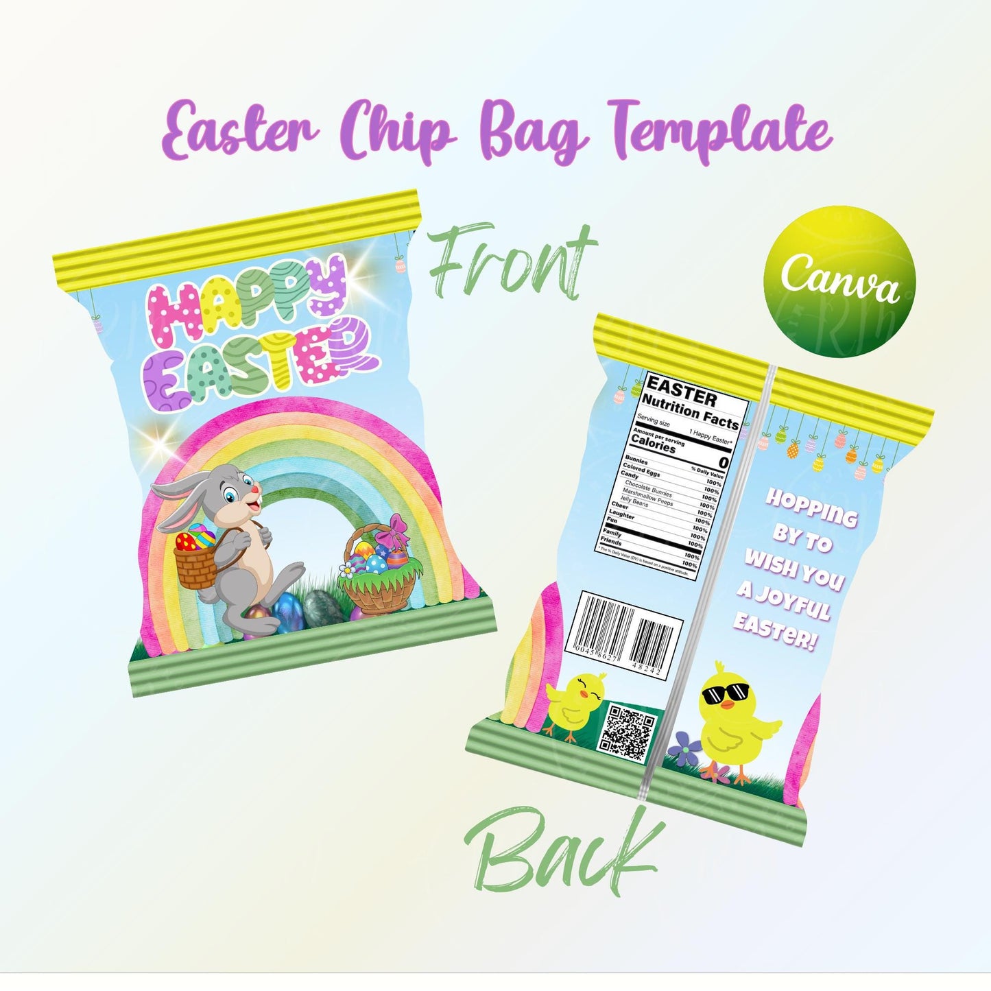 Easter Chip Bag Template, Editable Easter Party Favors, Easter 2026 Chip Bag, Unique Gifts for Easter Celebrations, Easter Bunny, Easter