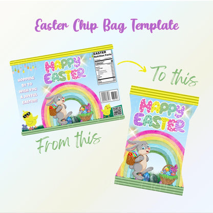 Easter Chip Bag Template, Editable Easter Party Favors, Easter 2026 Chip Bag, Unique Gifts for Easter Celebrations, Easter Bunny, Easter
