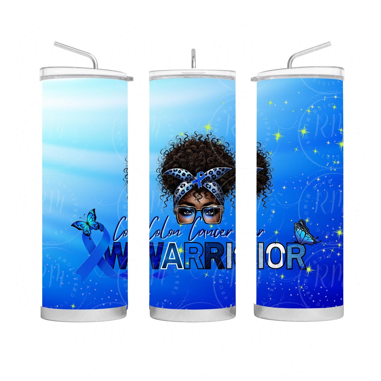 Blue Colon Cancer Warrior Template: Editable Awareness Design (Canva Digital Download)