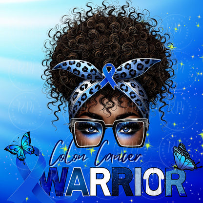 Blue Colon Cancer Warrior Template: Editable Awareness Design (Canva Digital Download)