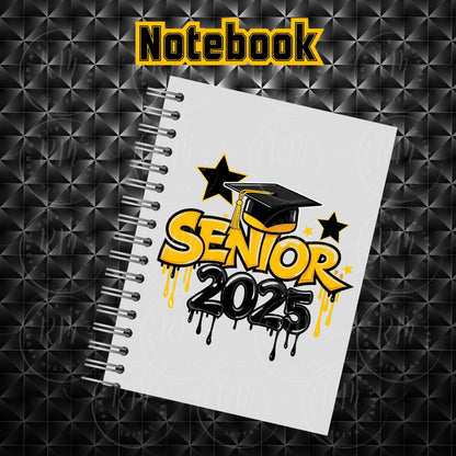 Senior 2025 Clipart: Yellow & Black Graduation Graphics (Digital Download)