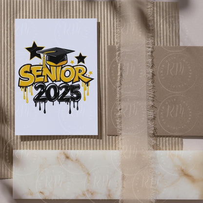 Senior 2025 Clipart: Yellow & Black Graduation Graphics (Digital Download)