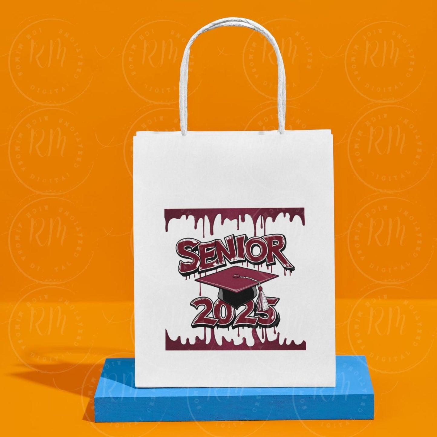 Senior 2025 Clipart: Maroon and White Graduation Graphics (Digital Download)