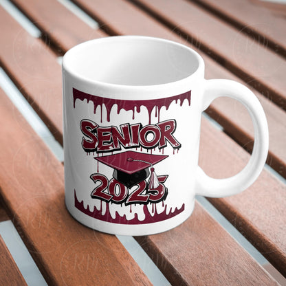 Senior 2025 Clipart: Maroon and White Graduation Graphics (Digital Download)