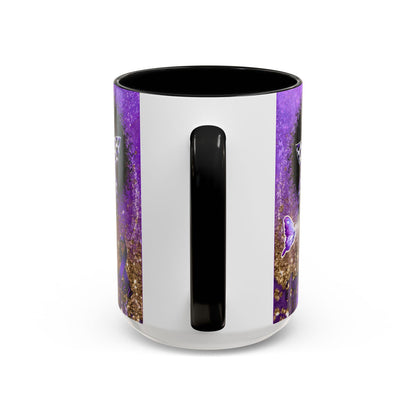 Coffee Mug Pancreatic Cancer Warrior African American Female Butterfly 15oz Cup, Gift for Cancer Survivor Awareness Advocate, Chemotherapy
