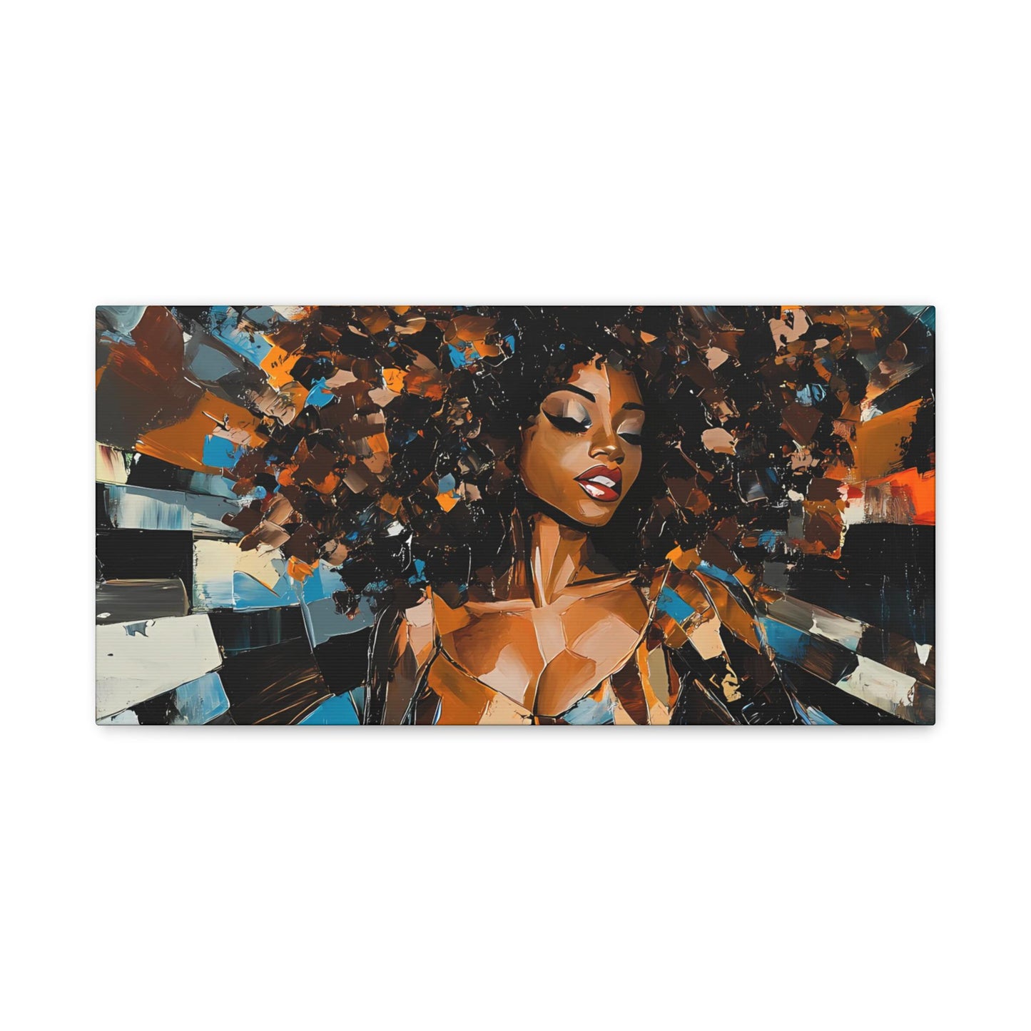 Vibrant Wall Art Canvas, African American Woman Portrait, Modern Decor, Gift for Art Lovers, Living Room Art, Home Aesthetic