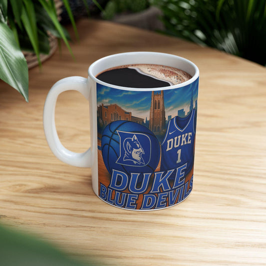 Duke Basketball Ceramic Mug Perfect for Fans, Gift for Sports Lovers, College Team Merchandise, Coffee Cup, Personalized Branded Mug