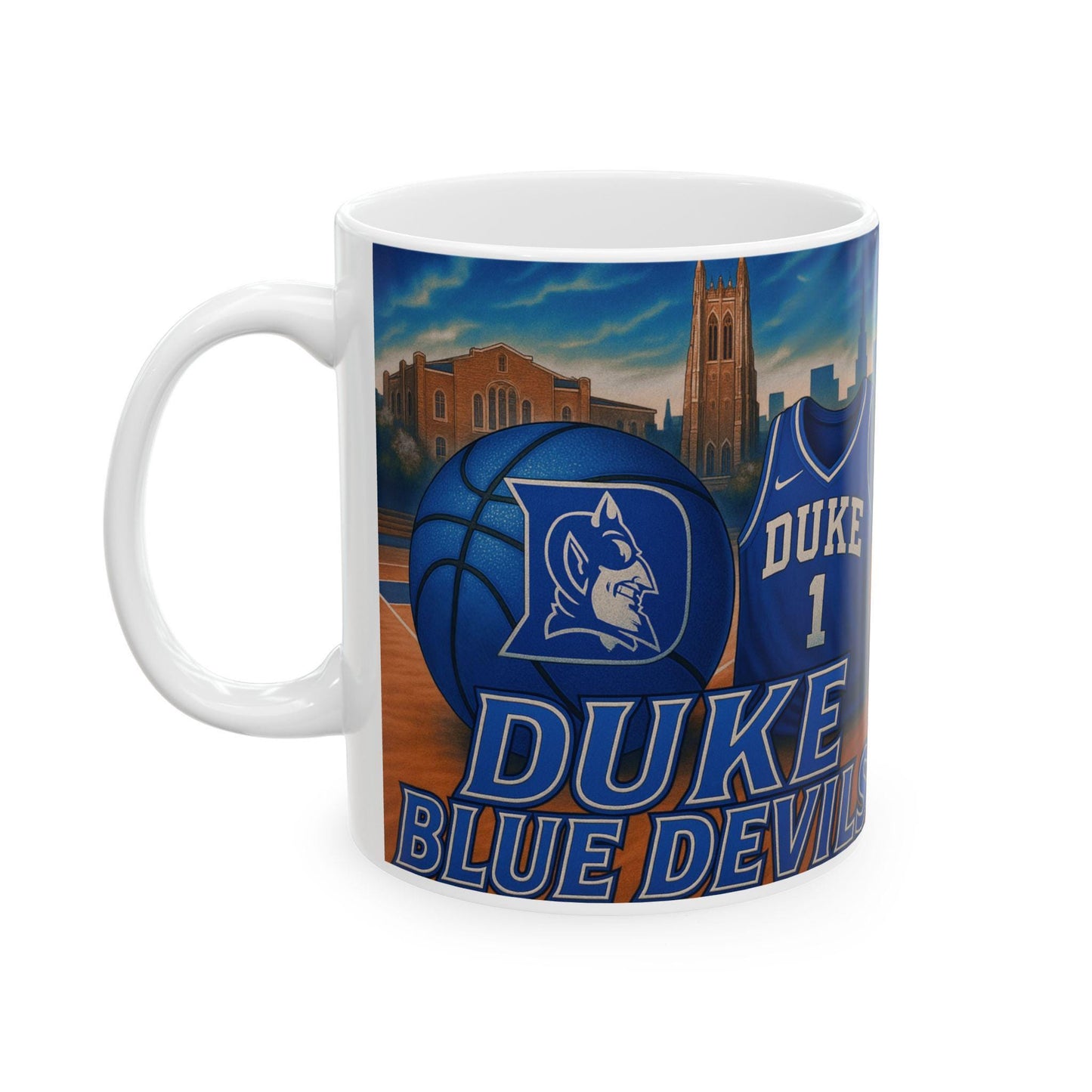 Duke Basketball Ceramic Mug Perfect for Fans, Gift for Sports Lovers, College Team Merchandise, Coffee Cup, Personalized Branded Mug