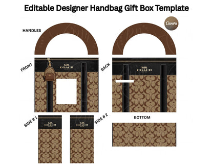 Brown Handbag Gift Box Template: Canva DIY Purse Design (Digital Download)