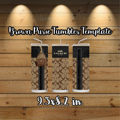 Purse Tumbler Template, Brown Purse Tumbler Design, Editable Tumbler Template, Custom Digital Purse Template, Canva DIY, Gift for Her